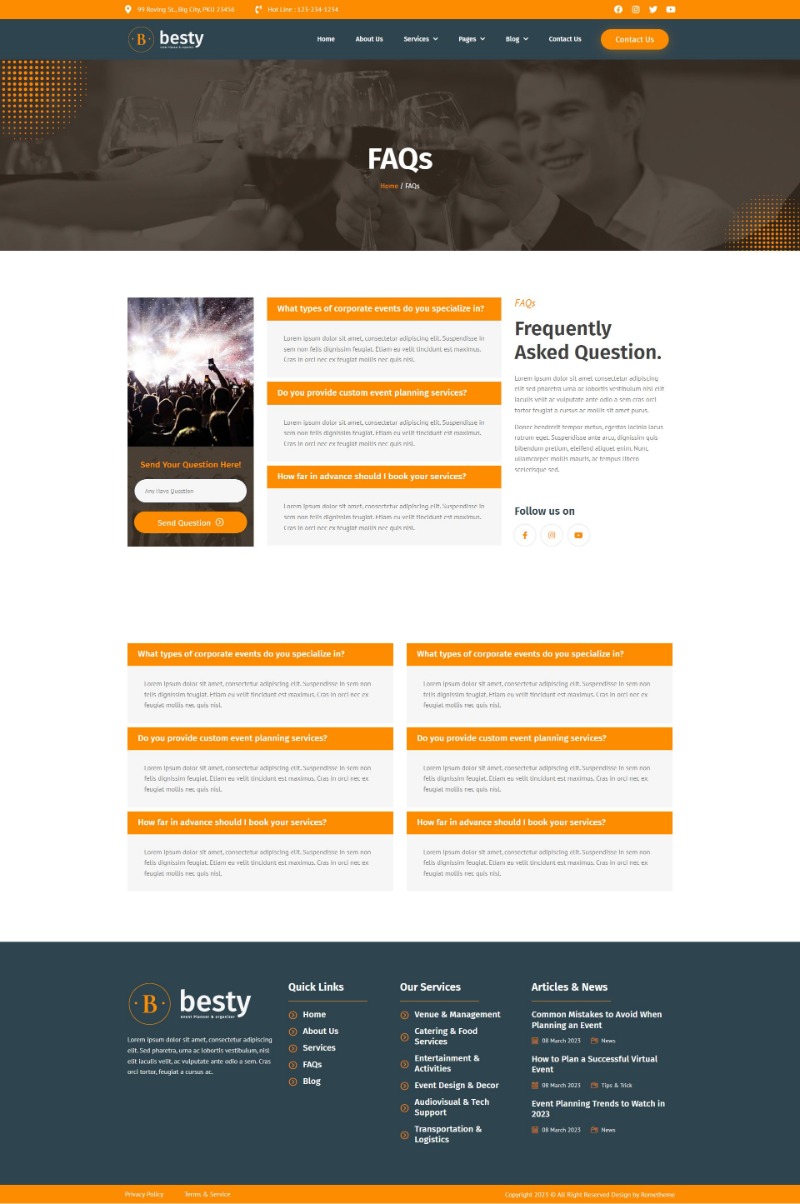 Besty Event Planner Organizer Elementor Template Kit By Rometheme